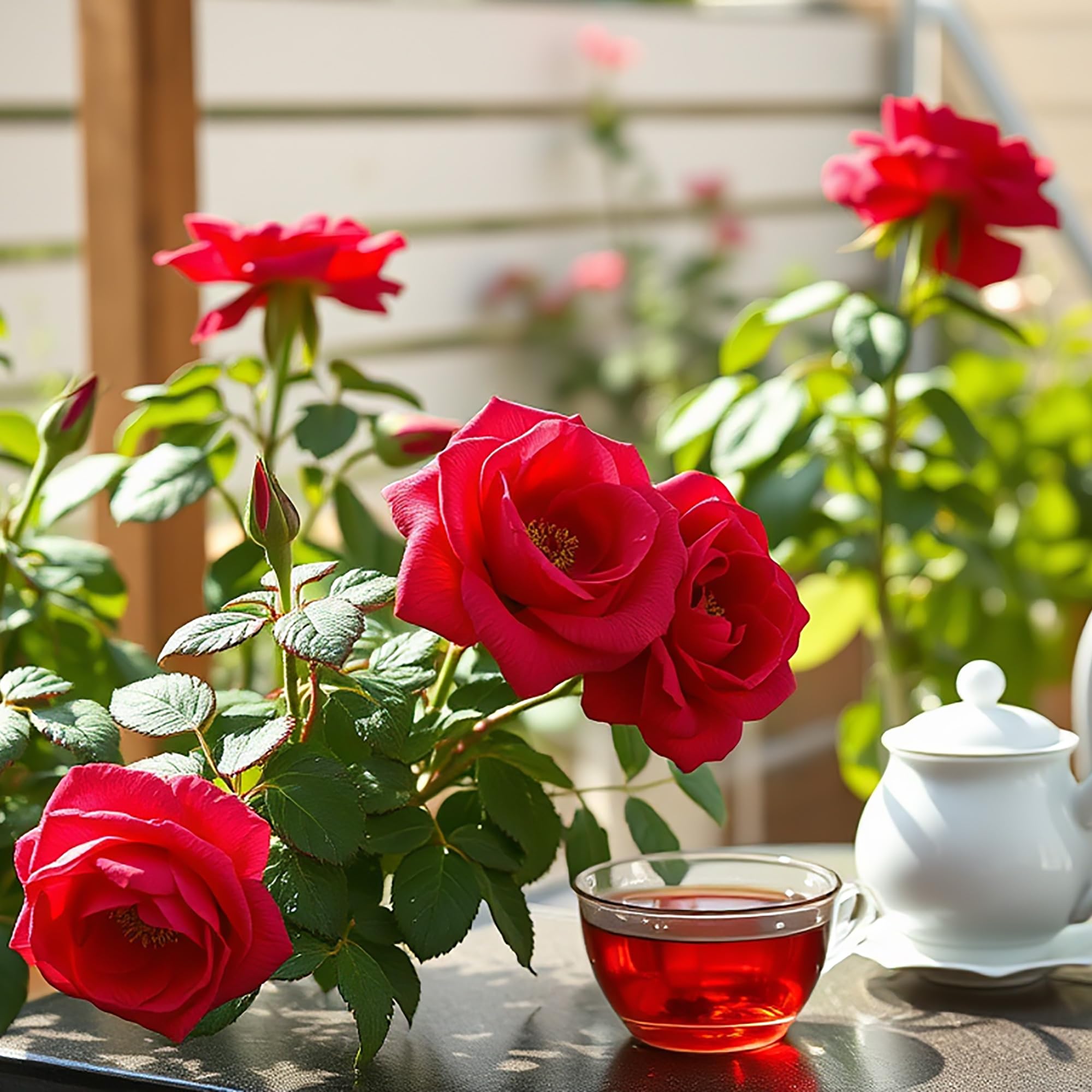 Rosa arbustiva roja de raíz desnuda "Beaute" – Rosa resistente fragante para impresionantes setos, pasarelas, bordes y exhibiciones verticales de jardín