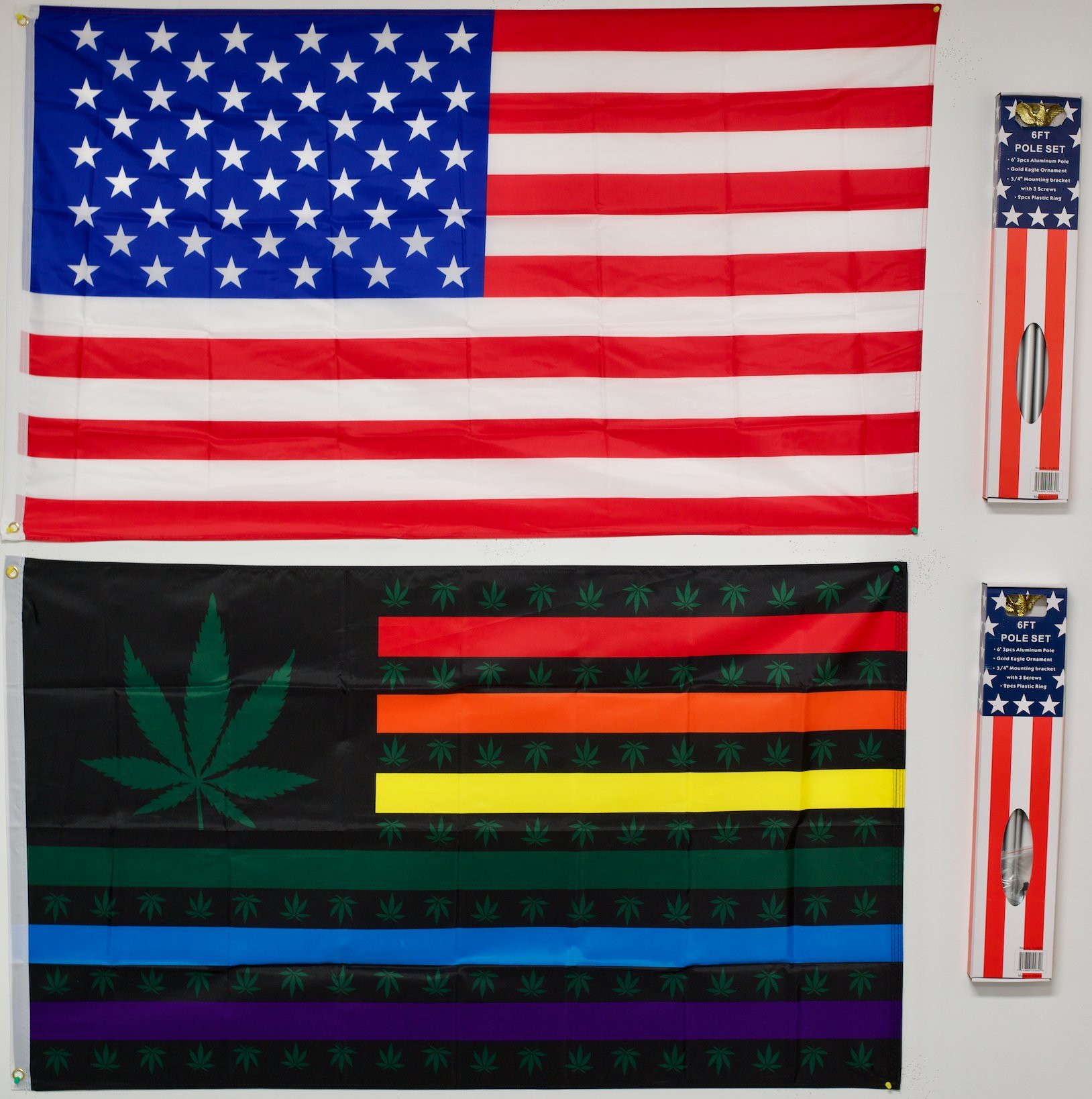 3'x5' USA Marijuana Weed Rainbow Flag - 100% Polyester With Brass Grommets For Outdoor Display