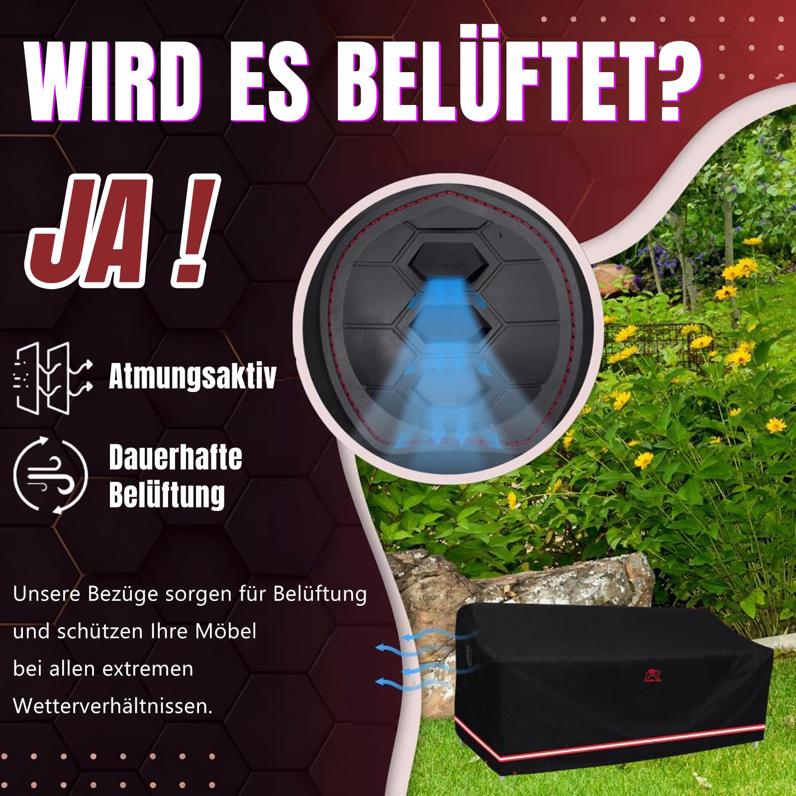 Turtle Life Gartensofa Abdeckung, Gartenbank Abdeckung Wasserdicht, Gartenbank Abdeckung für 3-4 Sitzer Gartensofa, Gartensofa Abdeckung kein Verblassen innerhalb von 2 Jahren, schwarz 213 x 94 x 89CM