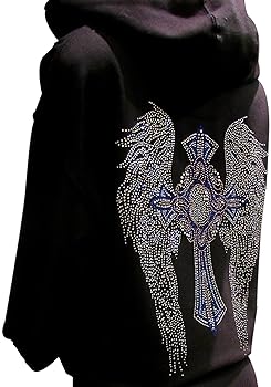 Amazon.com: Multicolor Rhinestone Cross and Angel Wings