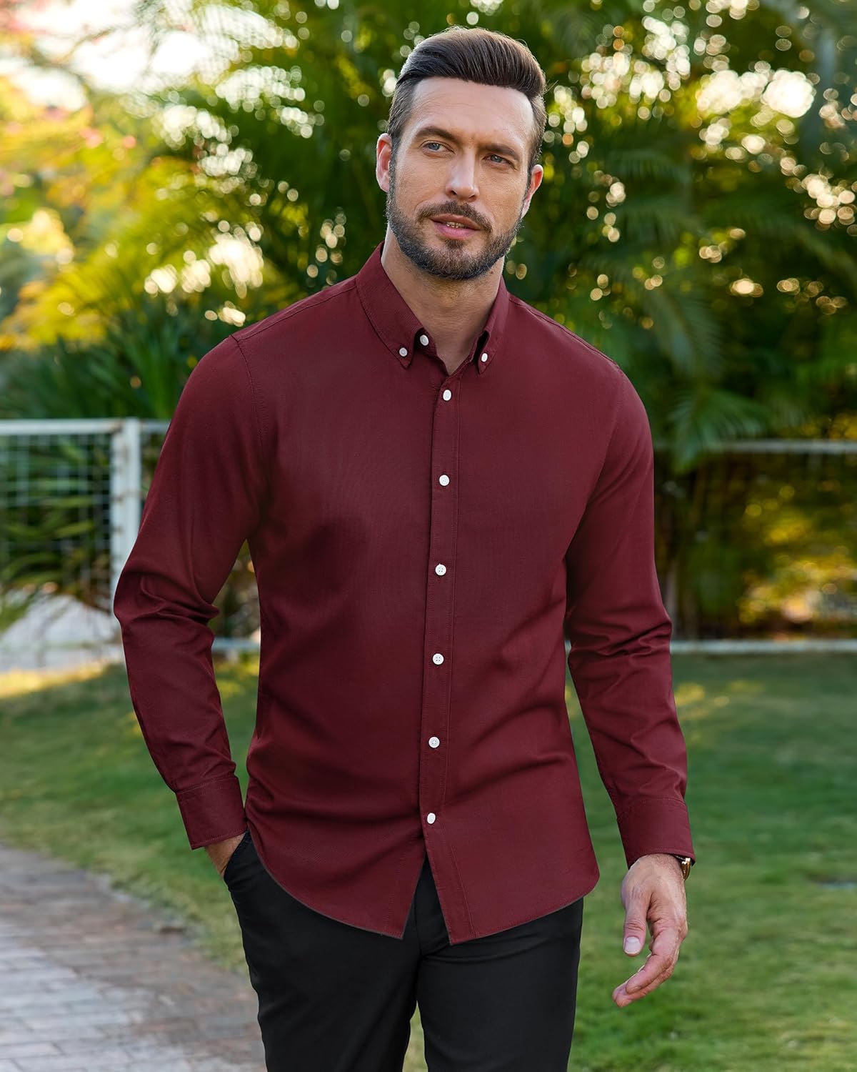 Alimens & Gentle Mens Oxford Shirts Stretch Long Sleeve Dress Shirt for Men Casual Business Work Solid Button Down Shirts - Image 6