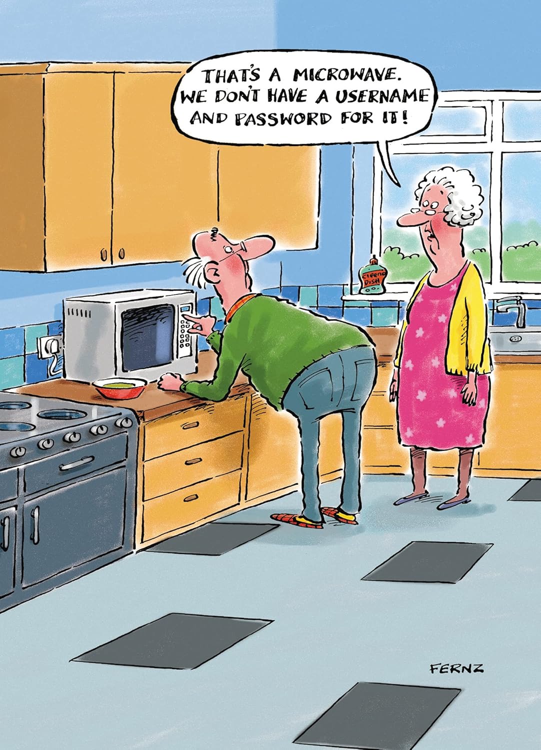 Fernz Aged To Perfection That's A Microwave Funny Birthday Card Humour