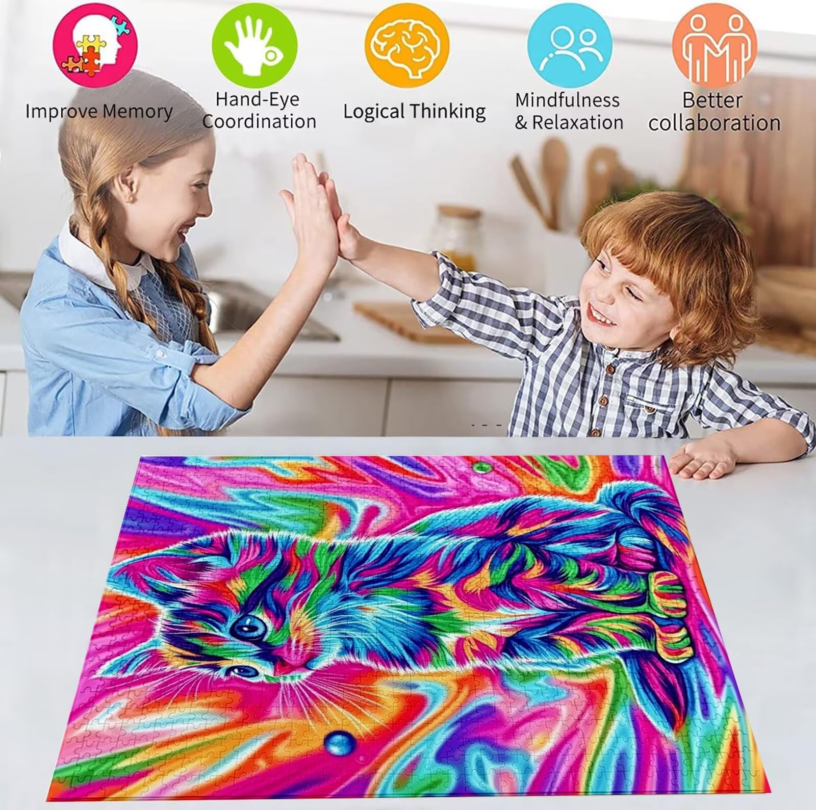 Puzzle 2000 Pezzi, 3 4 5 Anni Puzzle Gatto 6 7 8 Anni Giochi Educativi Sostenibili Con Motivi Per Adulti Da Gioco in Legno Di Alta Qualità Jigsaw Animale per Gioco Familiare, 2026 Regalo Natale H-8024