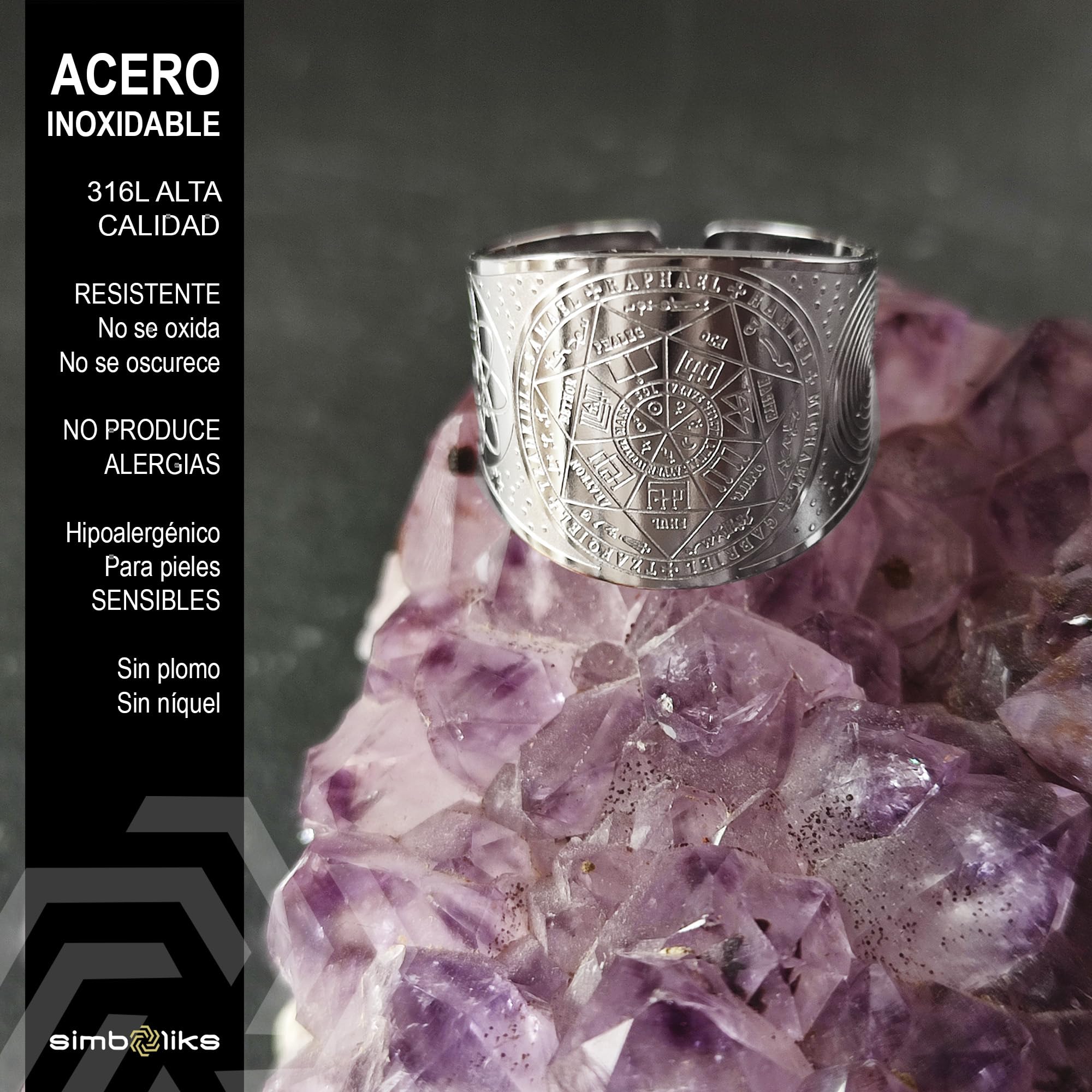 Simboliks Arcangeles Anillo siete Arcángeles Ajustable Sigilo Sello de Salomón Incienso Ángeles Fragancia Angeles 7 Arcángeles joyería espiritual protección divina joyería de los arcángeles