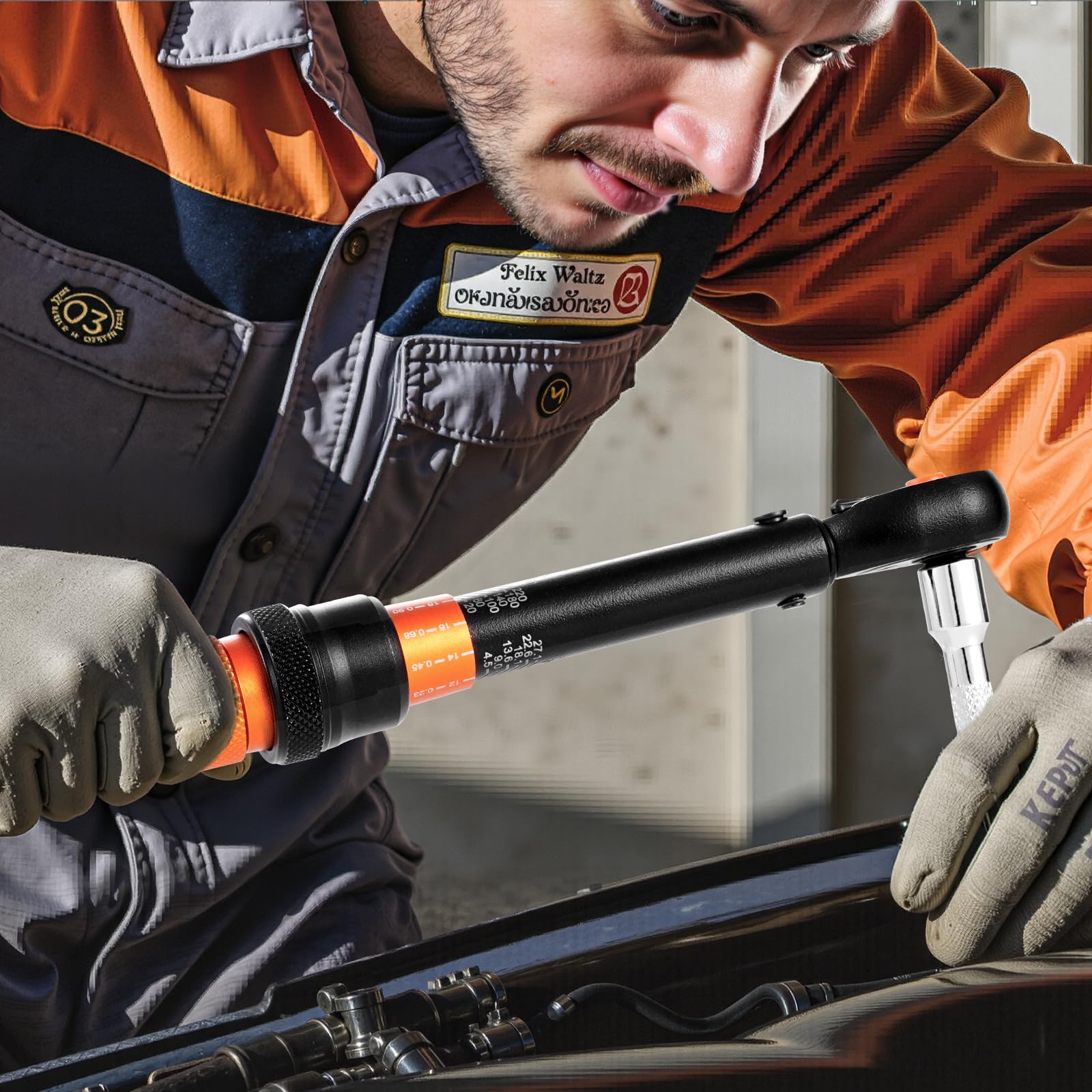 VEVOR Set di Chiavi Dinamometriche Clic, 20-240 lbf-ft e 2,3-27,1 N.m Chiave Dinamometrica a Scatto, Bidirezionali e Bilance a Doppia Portata, 72 Denti, con Punte, Bussole, Adattatori, per Riparazione