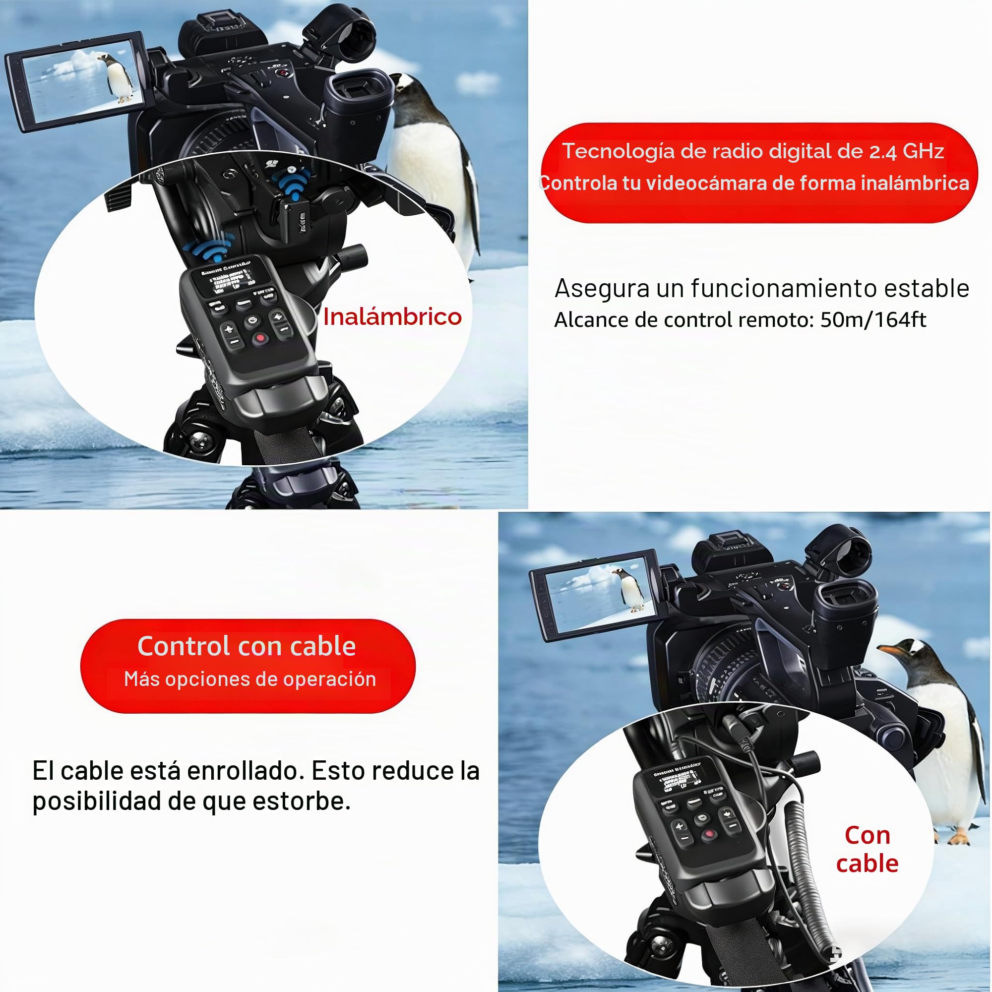 PHOLSY Mando a Distancia Inalámbrico con LANC para Canon Sony Videocámaras | Videocámara Remoto de 2,5 mm, Zoom de Vídeo, Enfoque de Vídeo, Iris y Remoto de Grabación de Vídeo