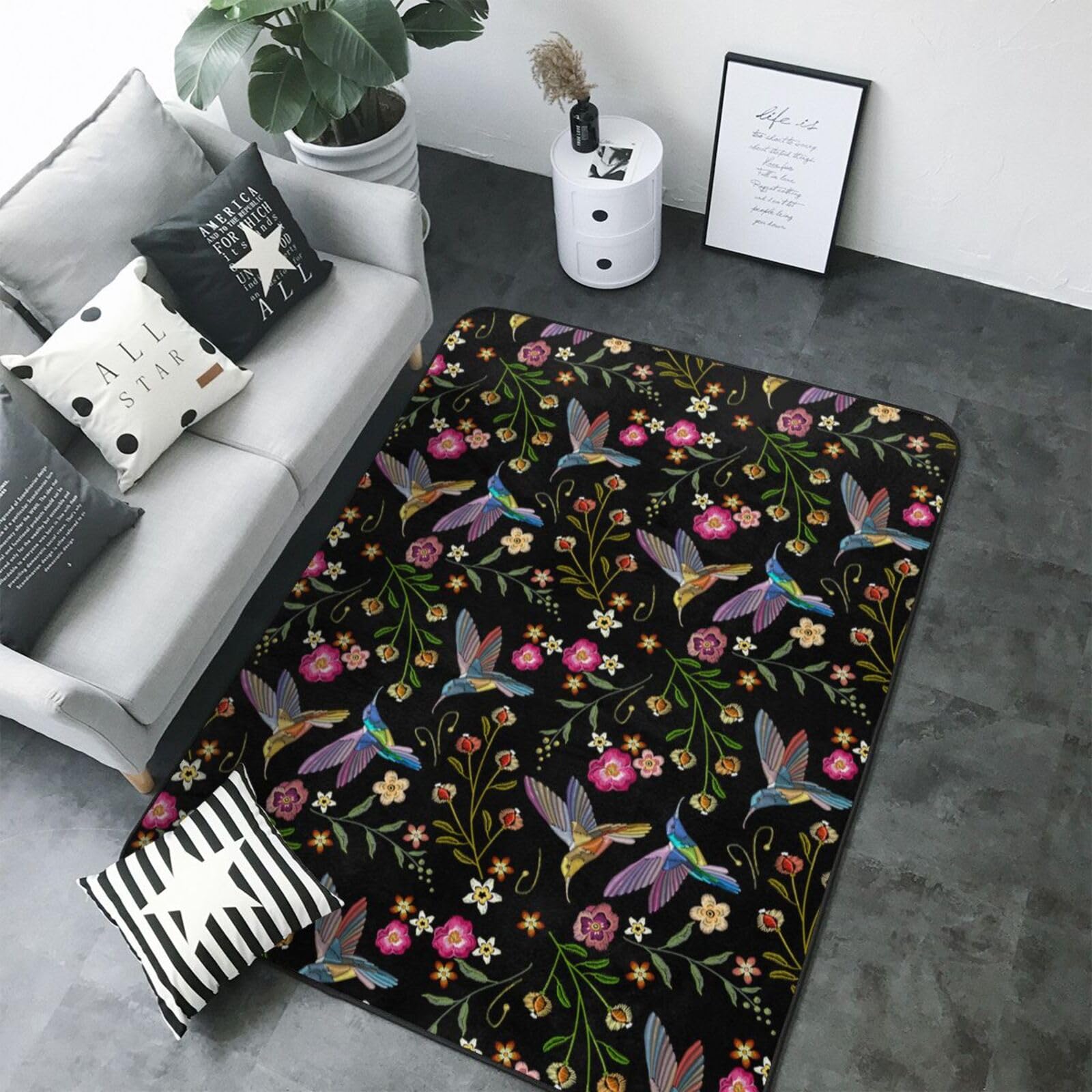 Tapis colibri doux pour chambre et salon - Ambiance cocooning