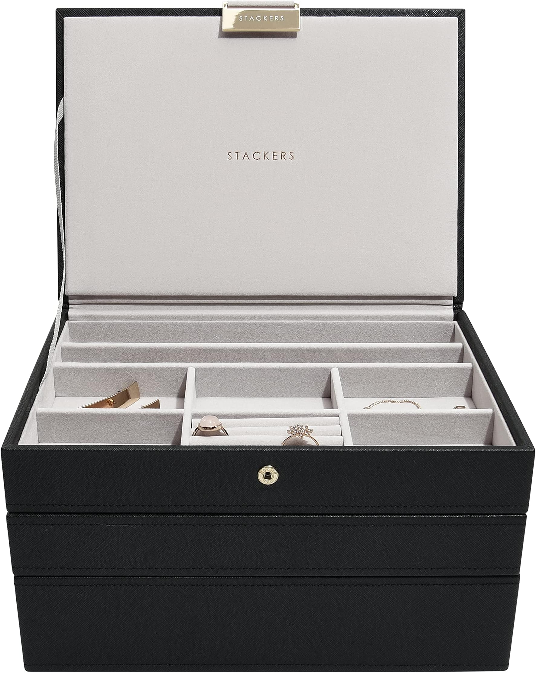 Stackers Black Classic Medium Jewellery Box, Set of 3
