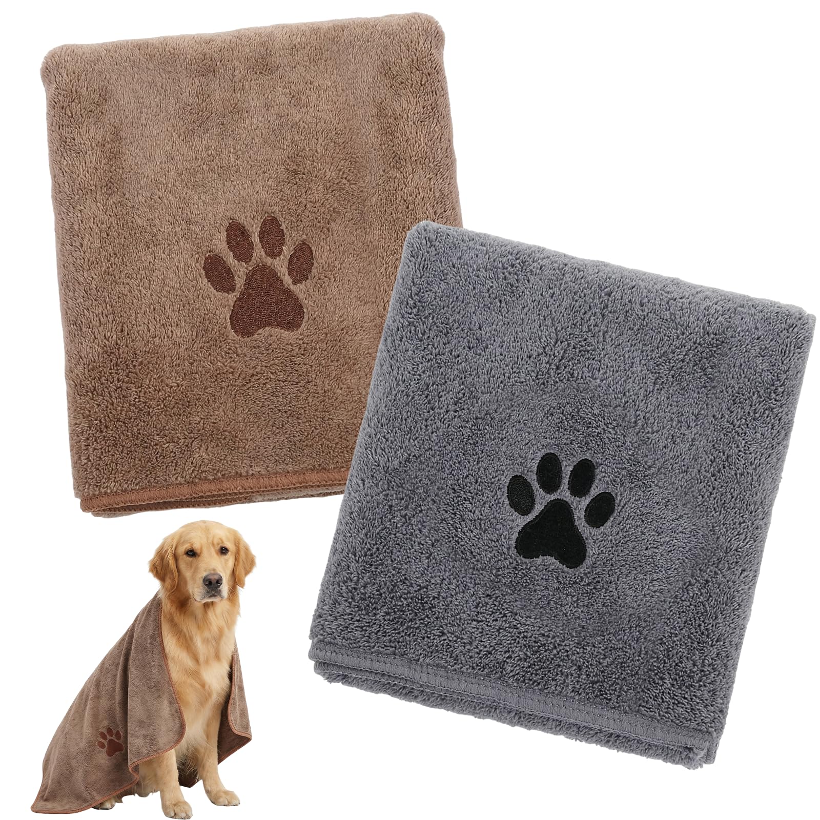 Vfrdsa Dog Towel 2 Pack, Super Absorbent Microfibre Dog Towel, Dog Towels for Drying Dogs, Fast-Drying Dogs Drying Towel - 75x35cm Pet Towel for Puppies, Cats and Other Pets — image 1