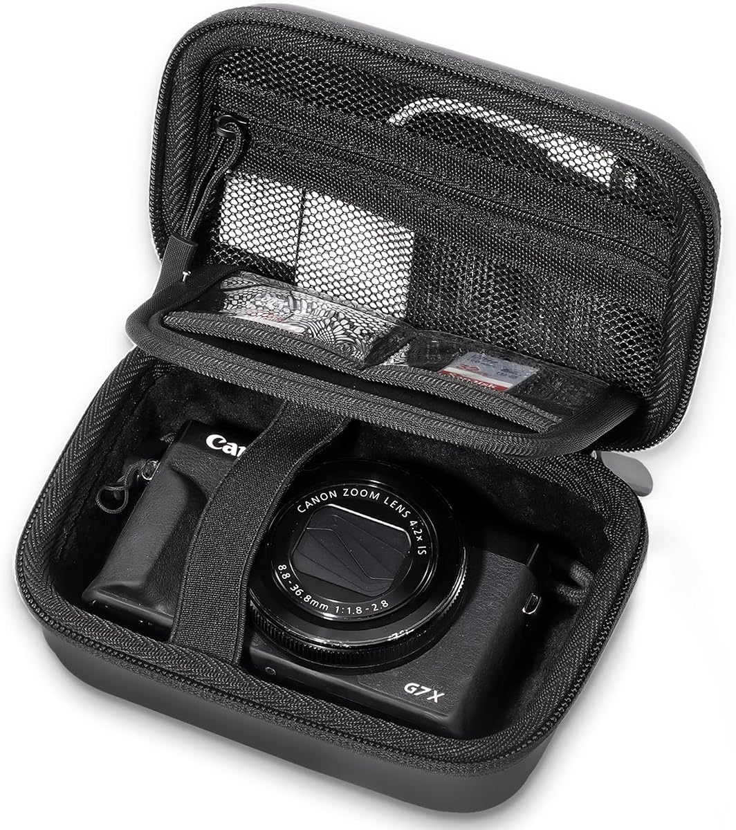 Hard Shell Digital Camera Case for Canon G7X Mark III -Black | Compact Small Cameras Travel Carrying Storage Bag for Sony Cybershot, PowerShot SX740, Ricoh GR III, Kodak Pixpro