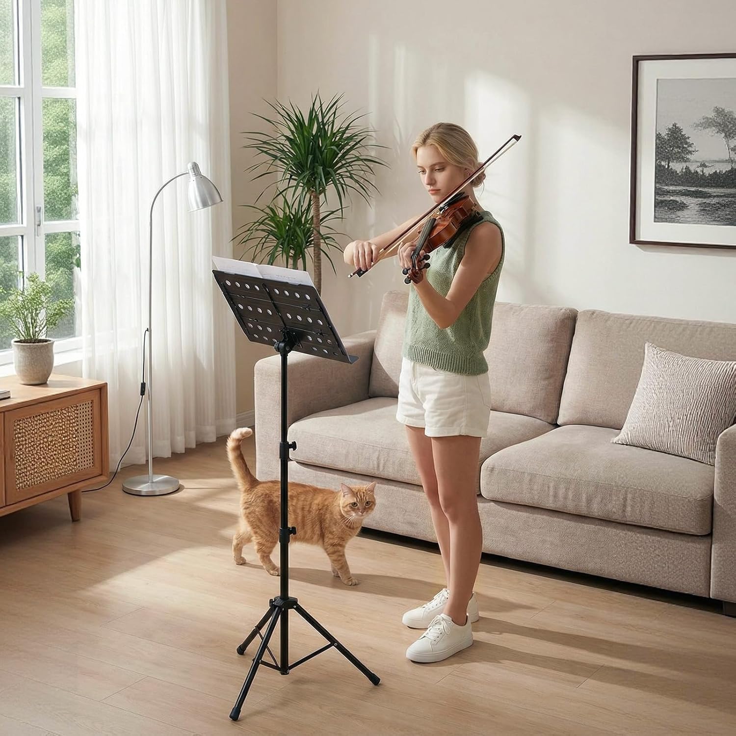 Professional Portable Sheet Music Stand - Heavy-Duty Metal Folding Adjustable Holder, with Carrying Bag | Sturdy for Piano, Guitar, Violin, Choir, Band, Travel, School & Home Practice