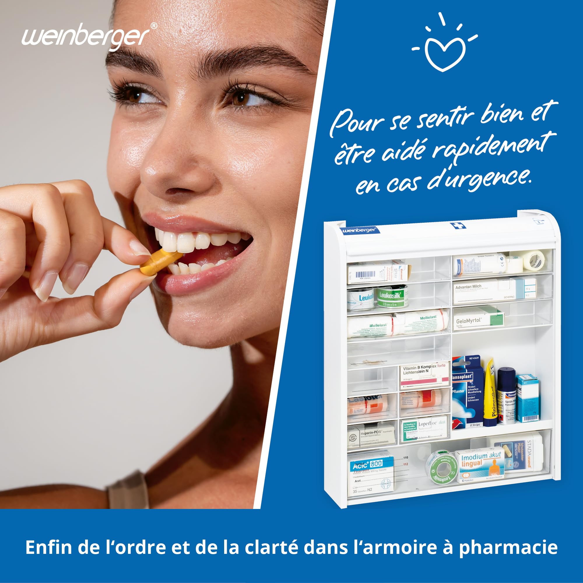 Weinberger Armoire à Pharmacie | Rangement Salle de Bain | Portes Transparentes