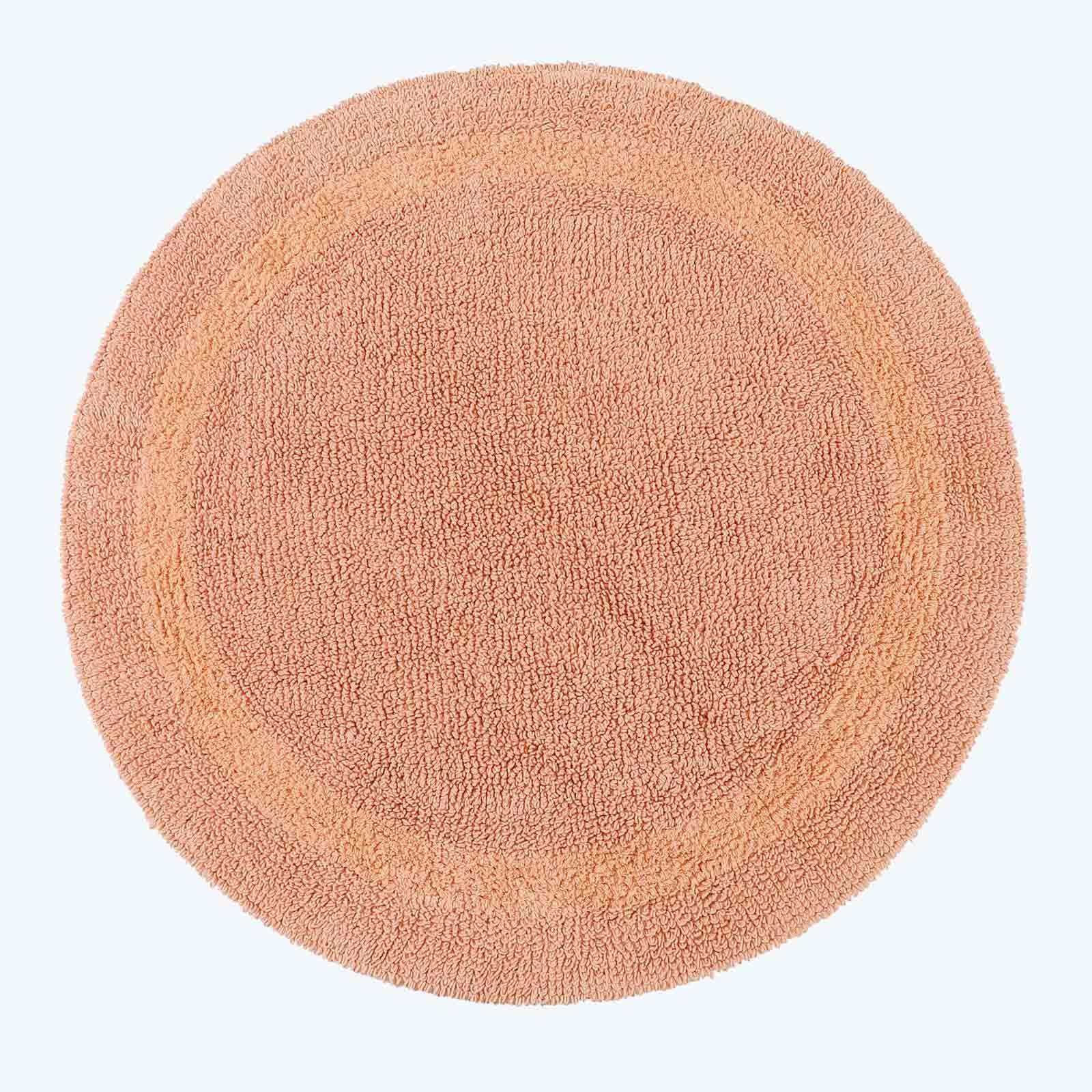 HOMESCAPES Round Bathroom Mat, Luxury 1600gsm Extra Soft 100% Cotton, Reversible Bath Mat Non-Slip, Washable, Super Absorbent, Quick-Dry, Peach Round Bathroom Rug, 80cm