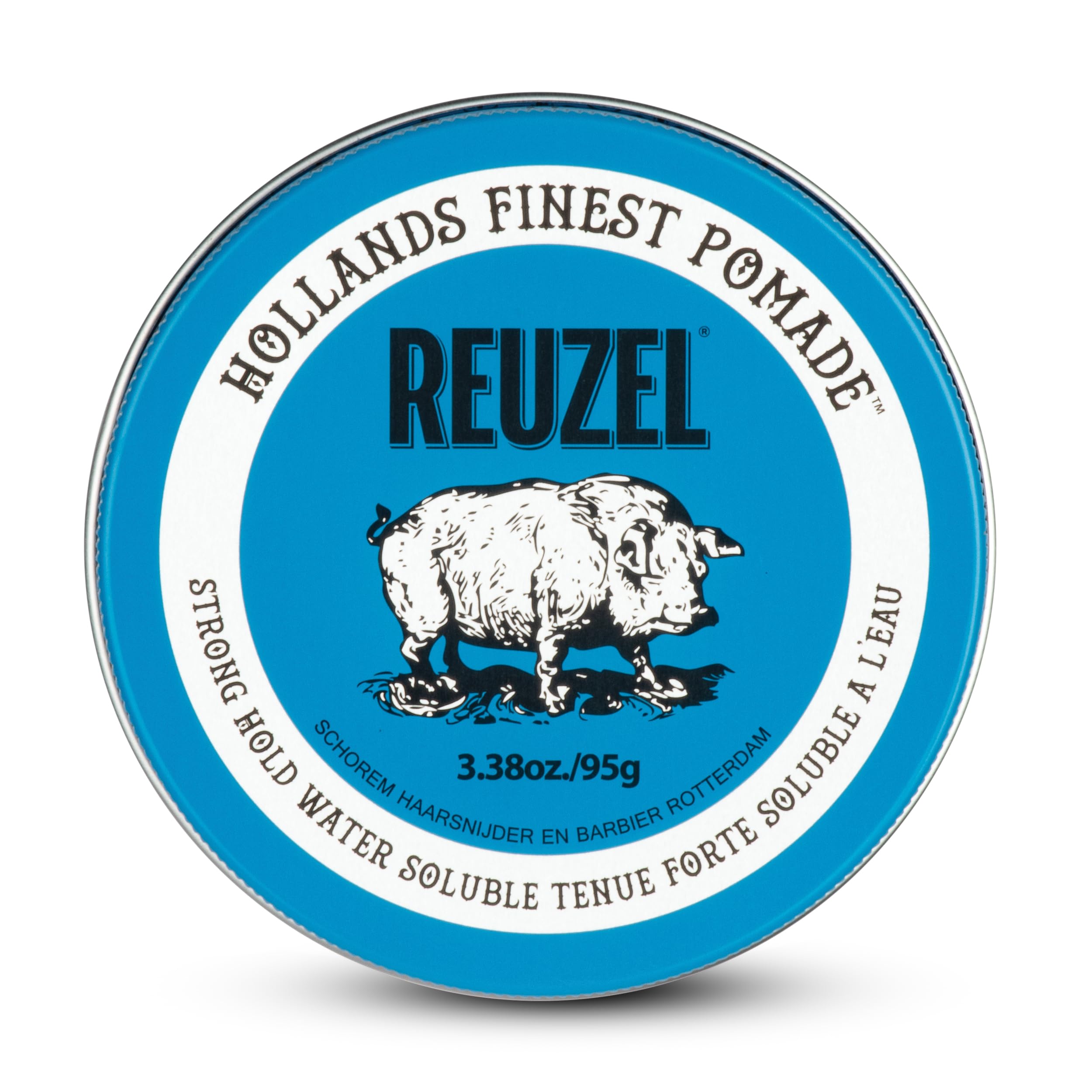 Reuzel Blue Strong Hold Pomade, Pommade Forte pour Brillance Intense, Soluble dans l'Eau, Parfum Vanille - 95g/3.38oz