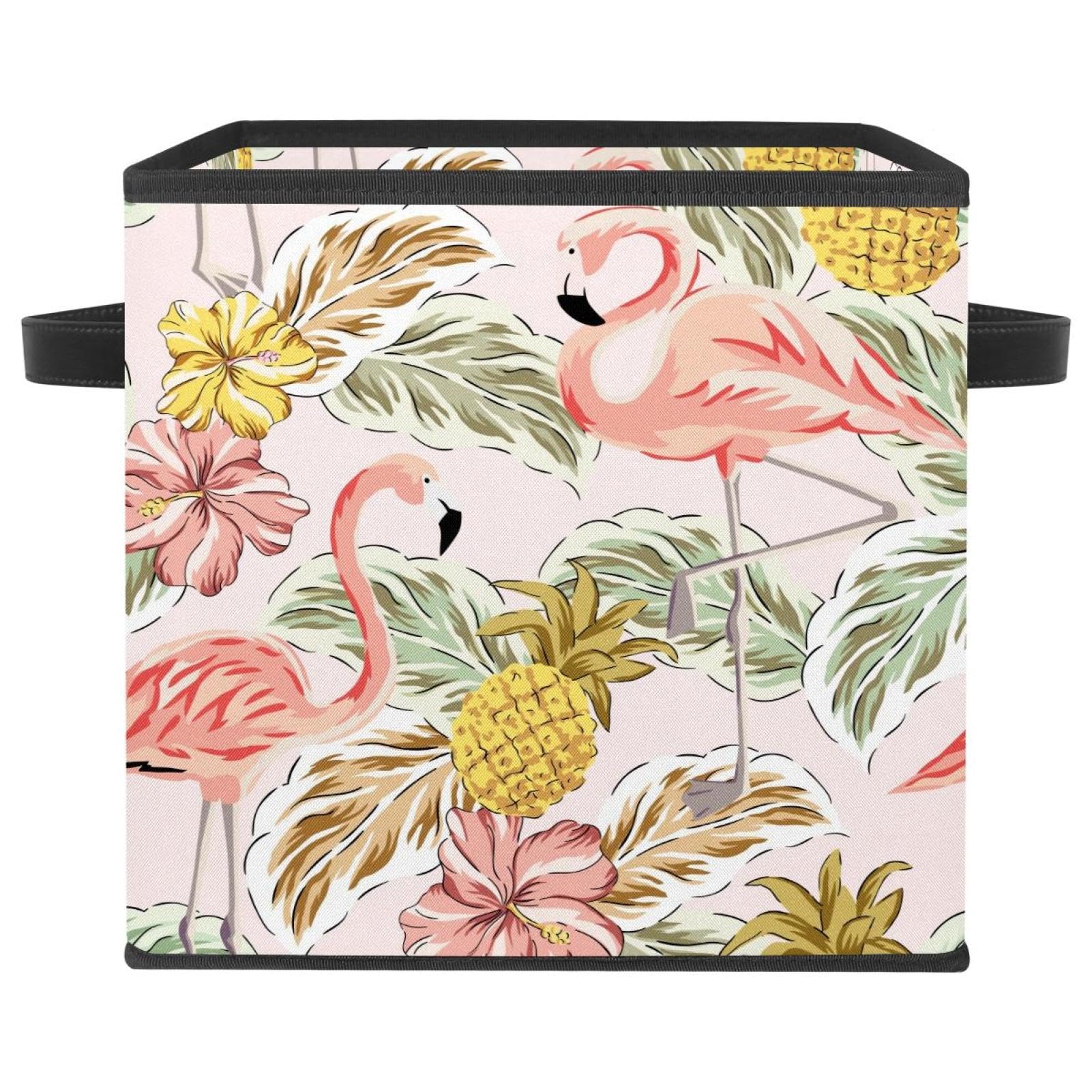Boîte de rangement pliable haut de gamme imprimé tropical pour dressing et placard