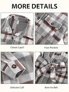 Amazon.com: NIeyook Plaid Shacket Jacket Women Button Down