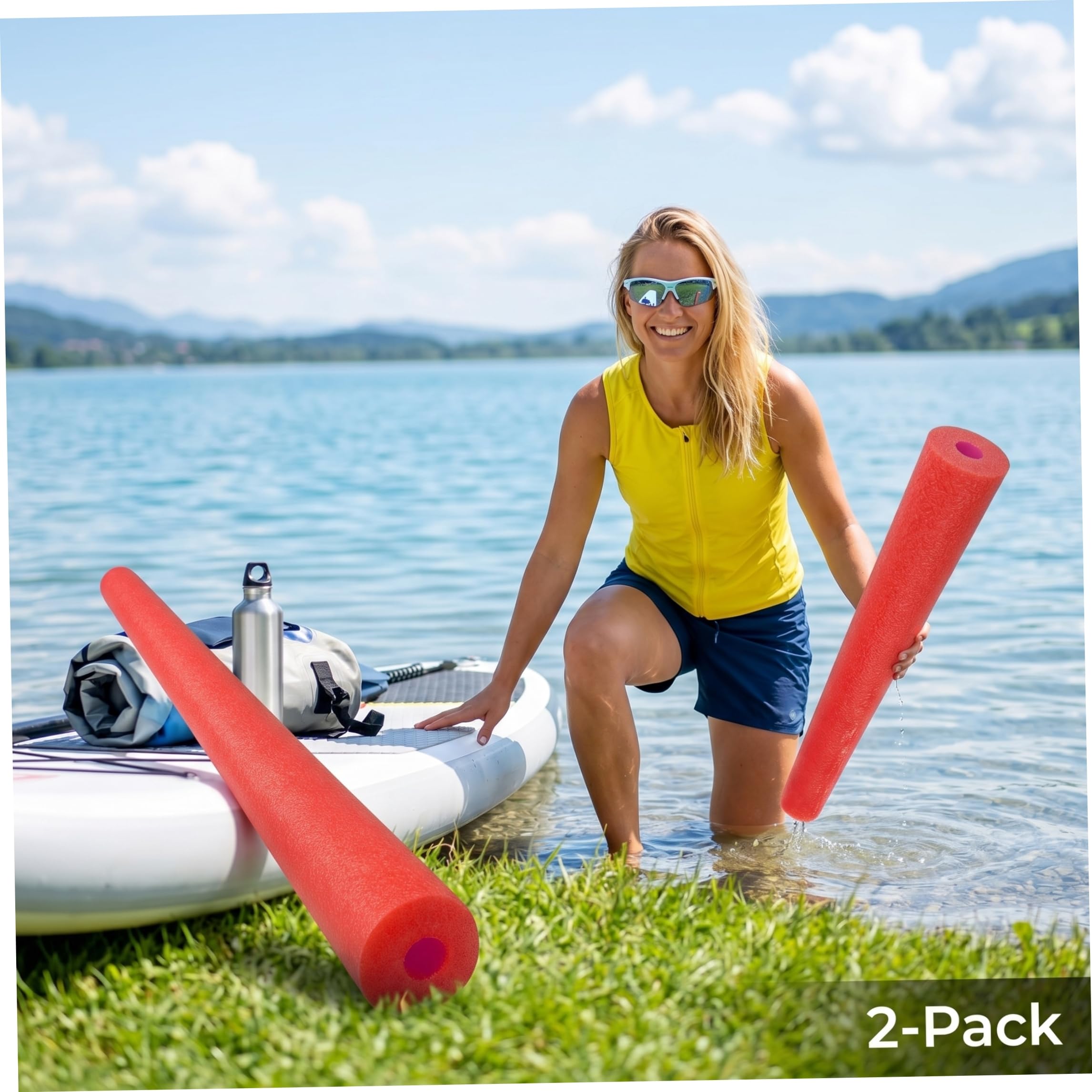 Nouilles de Piscine en Mousse Jumbo 2 pièces, Aide au Flotteur de Natation pour Enfants-idéal pour l'artisanat Bricolage et l'entraînement sensoriel, Rouge P