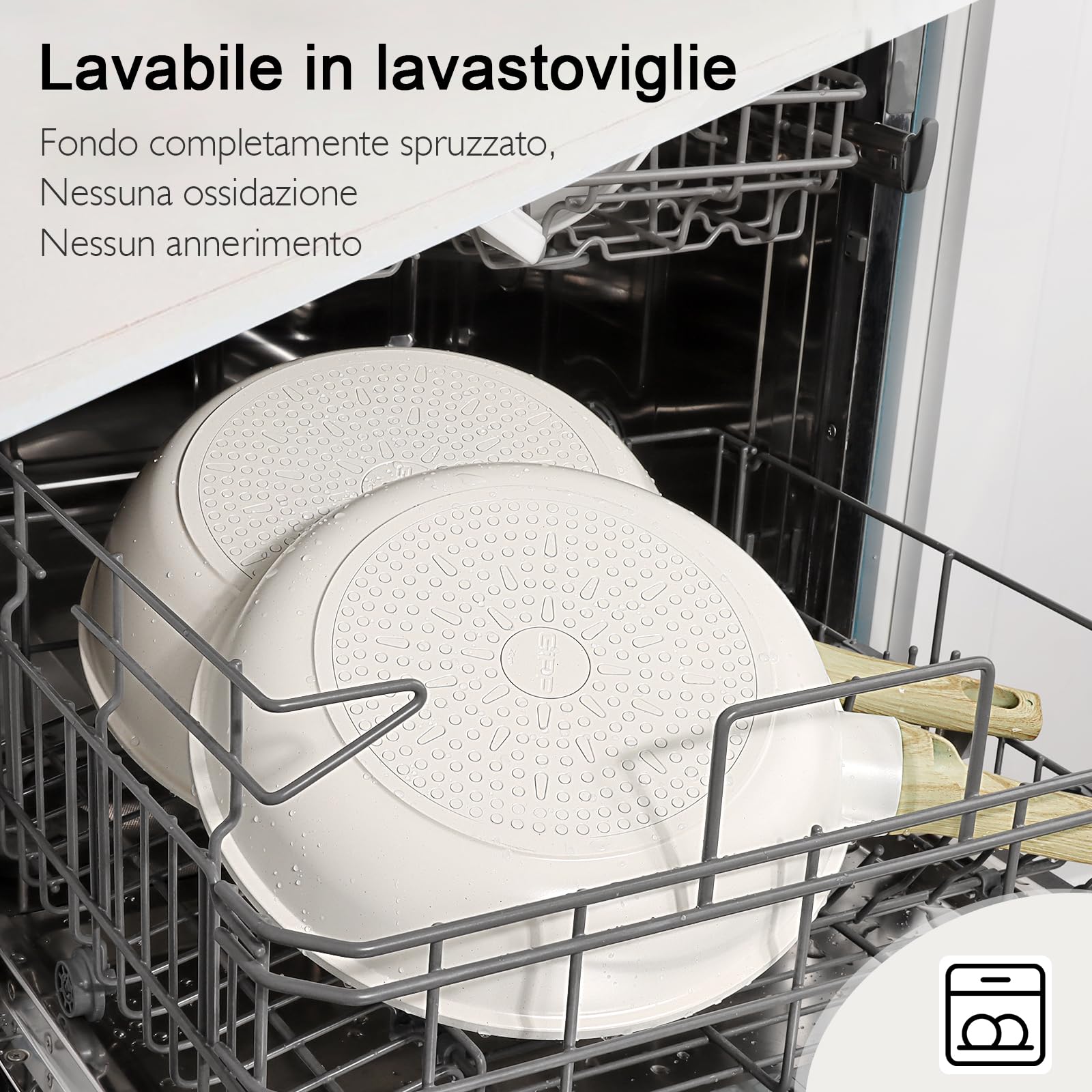 GiPP 22 Pezzi Set di Pentole a Induzione - Set di Padelle e Pentole con Rivestimento Antiaderente, Batteria da Cucina Atossica, Adatta a Diversi Tipi di Fornelli, Bianco