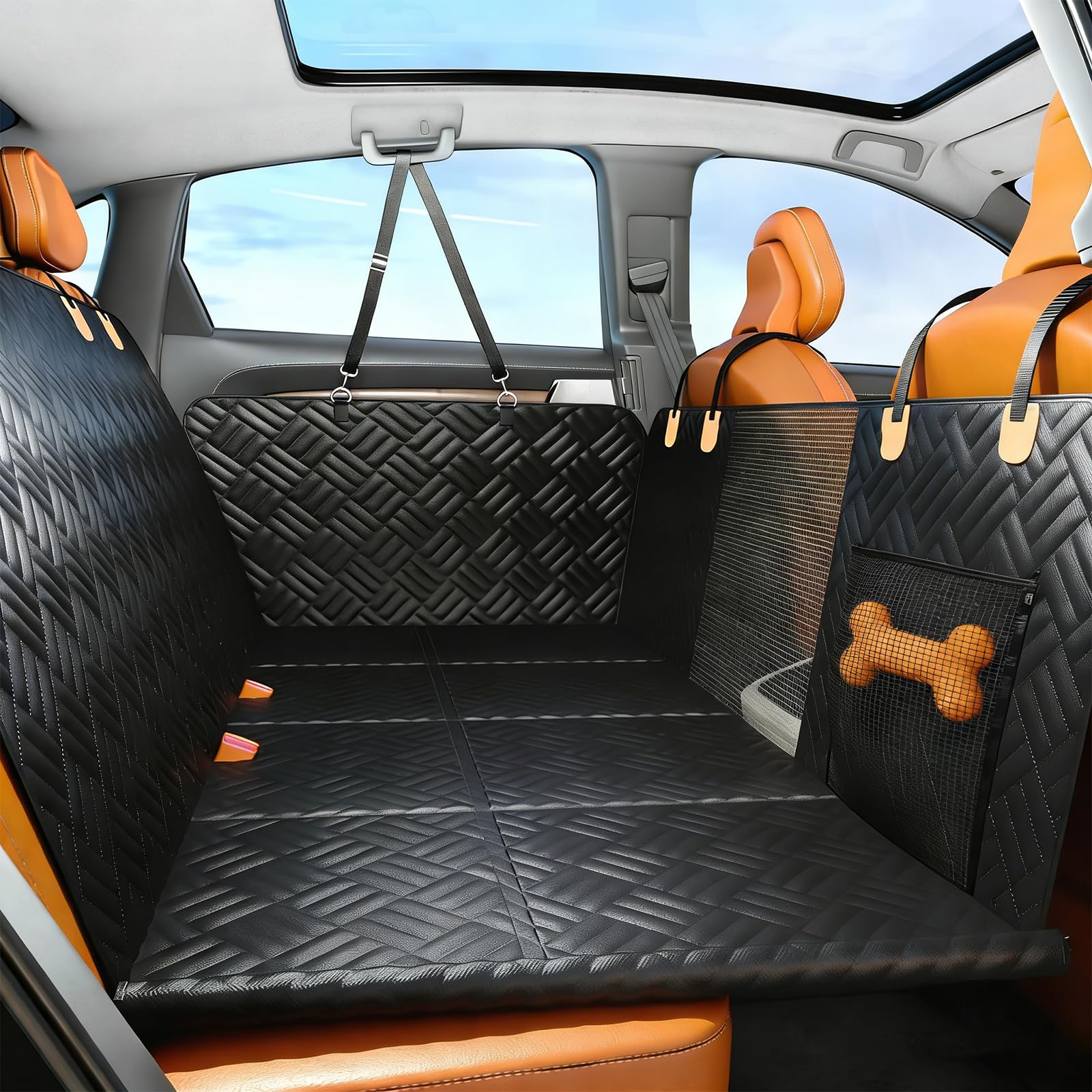 Couverture pour siège arrière de voiture 130x154CM, couverture imperméable pour chien 600D en tissu Oxford avec revêtement en caoutchouc antidérapant, résistant aux rayures et facile à