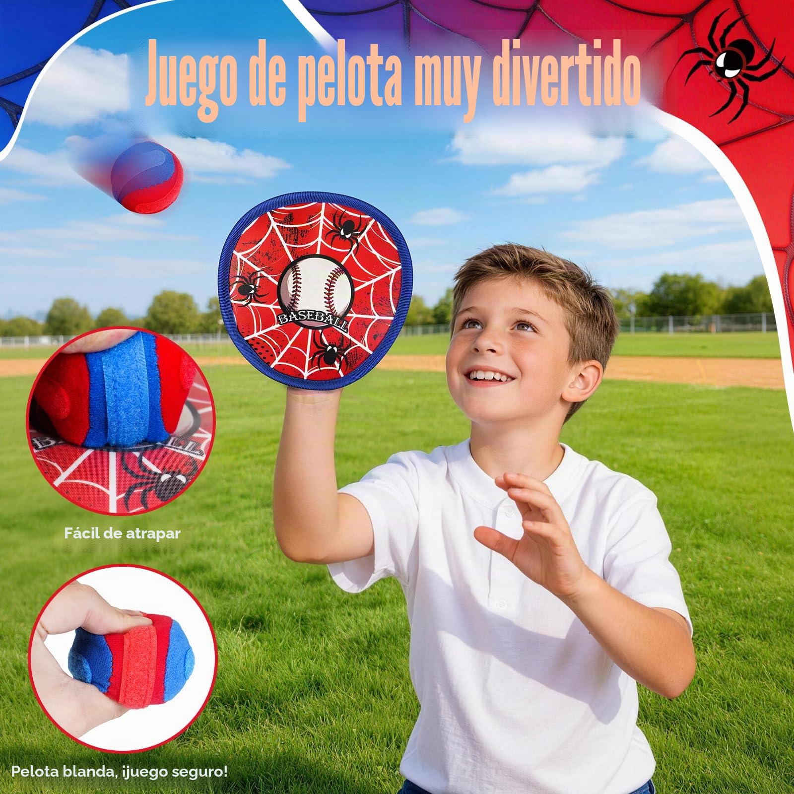 HaoVrisn Juguetes niños de Lanzar y Atrapar, Juegos Exterior Niños con Pelotas Autoadhesivas, Ideal Juegos para Piscina y Juguete de Playa, Perfecto Regalo Niño 3-12 Años