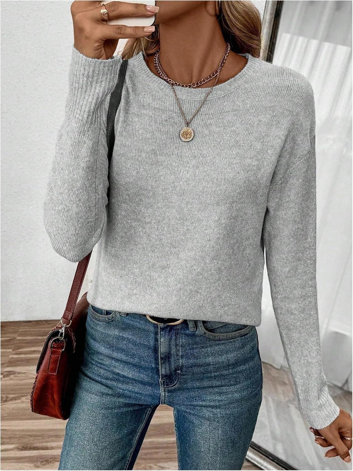 Women's Fall Sweaters Long Sleeve Knit Crewneck Sweaters Jumper Tops Streetwear Fall Outfits - Image 3