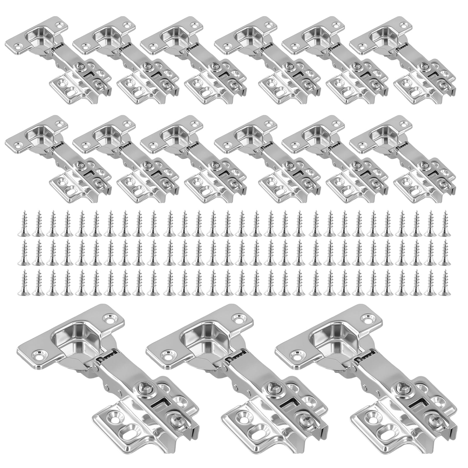 Pingeui Sliver Kitchen Cupboard Hinges, 15 Pcs 105 Degree Soft Close Hinges, Full Overlay Cabinet Wardrobe Hinges With Screws For Bathroom Bedroom Dining Room