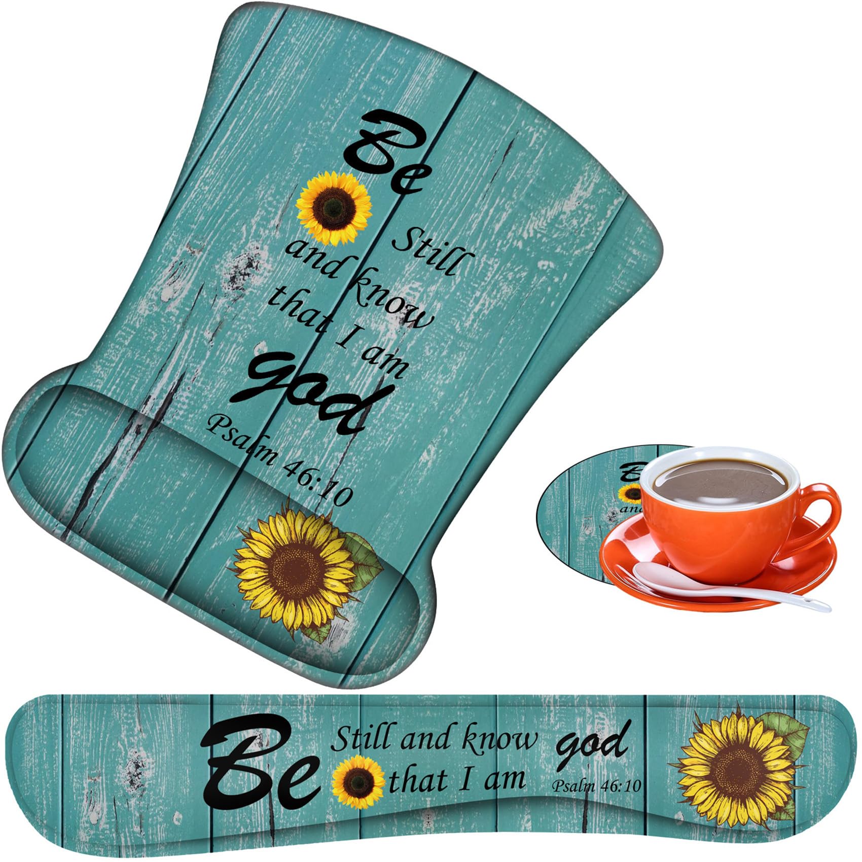 Ergonomic Mouse Pad, Mouse Wrist Rest Pad + Keyboard Wrist Rest Pad + Coaster, Made of Memory Foam, Easy to Use and Relieve Wrist Pain, Computer,