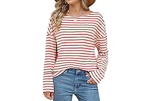Stunning White and Red Striped Shirt for Womens