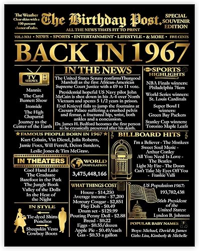 Miniatura 84 de Stuff4 Póster dorado de cumpleaños número 30 sin marco, periódico dorado nacido en 1995, feliz cumpleaños 30 para hombres y mujeres, regalos retro