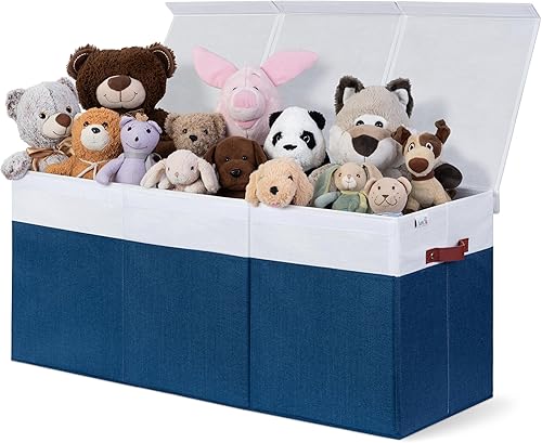 Miniatura 7 de Organizador de almacenamiento de juguetes extra grande con tapa, diseño de caja de almacenamiento de juguetes resistente y plegable, contenedor de