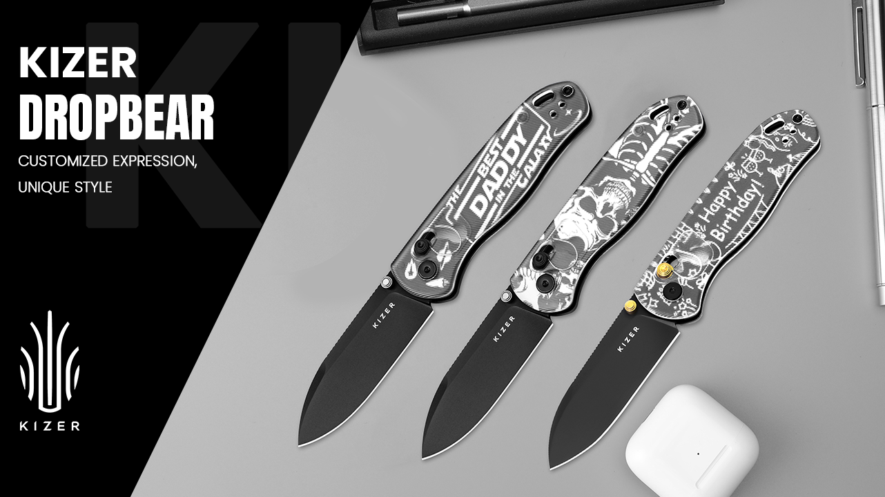 Kizer Drop Bear EDC Pocket Knife, 2.97” Nitro-V Blade Acrylic