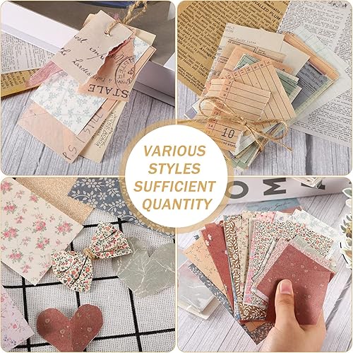 Miniatura 4 de 420 hojas de suministros de papel para álbumes de recortes, calcomanías de flores para álbumes de recortes, papel de diario, papel decorativo