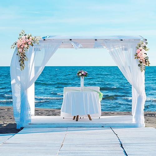 Miniatura 3 de Kit de flores artificiales azules para arco de boda, 2 piezas de guirnaldas de peonía de seda, letrero de bienvenida, guirnalda floral para