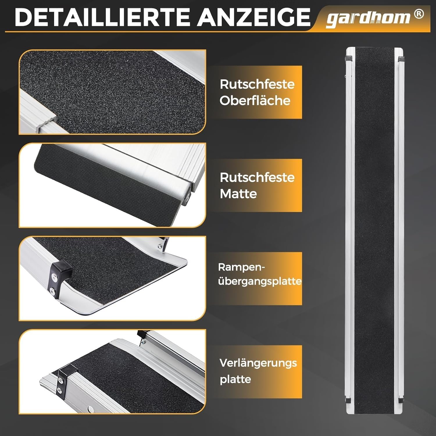 2PCS Teleskop Rollstuhlrampe 98.5-183cm, gardhom Verstellbare Tragbare Aluminium rutschfeste Teleskoprampe mit 272KG Ladenkapazität für Treppe Hindernissen Haus Schritte in der Textiltasche