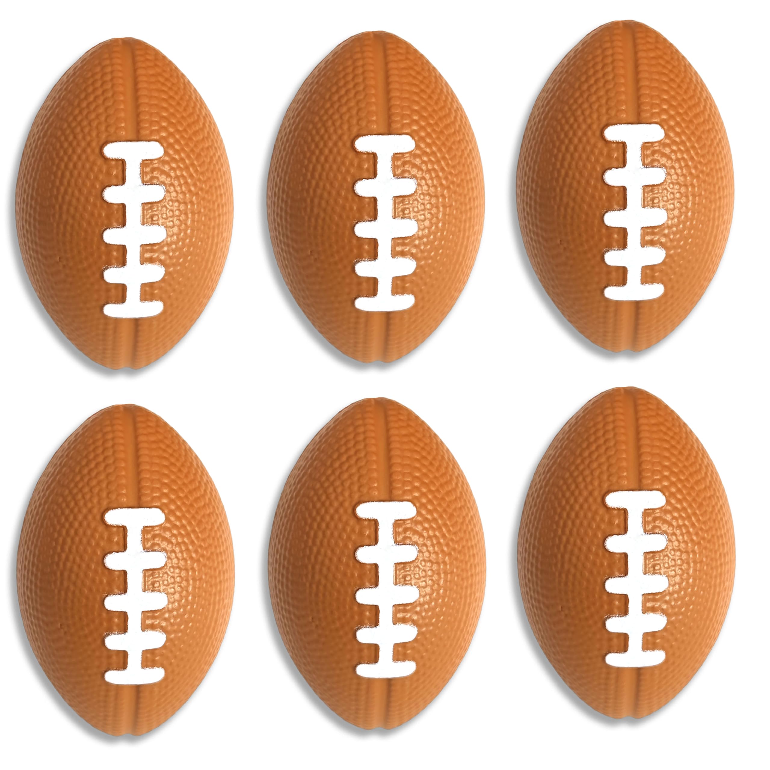 XHY Pack of 6 Mini Foam Footballs – Stress Relief Toys for Football Fans of All Ages, Brown