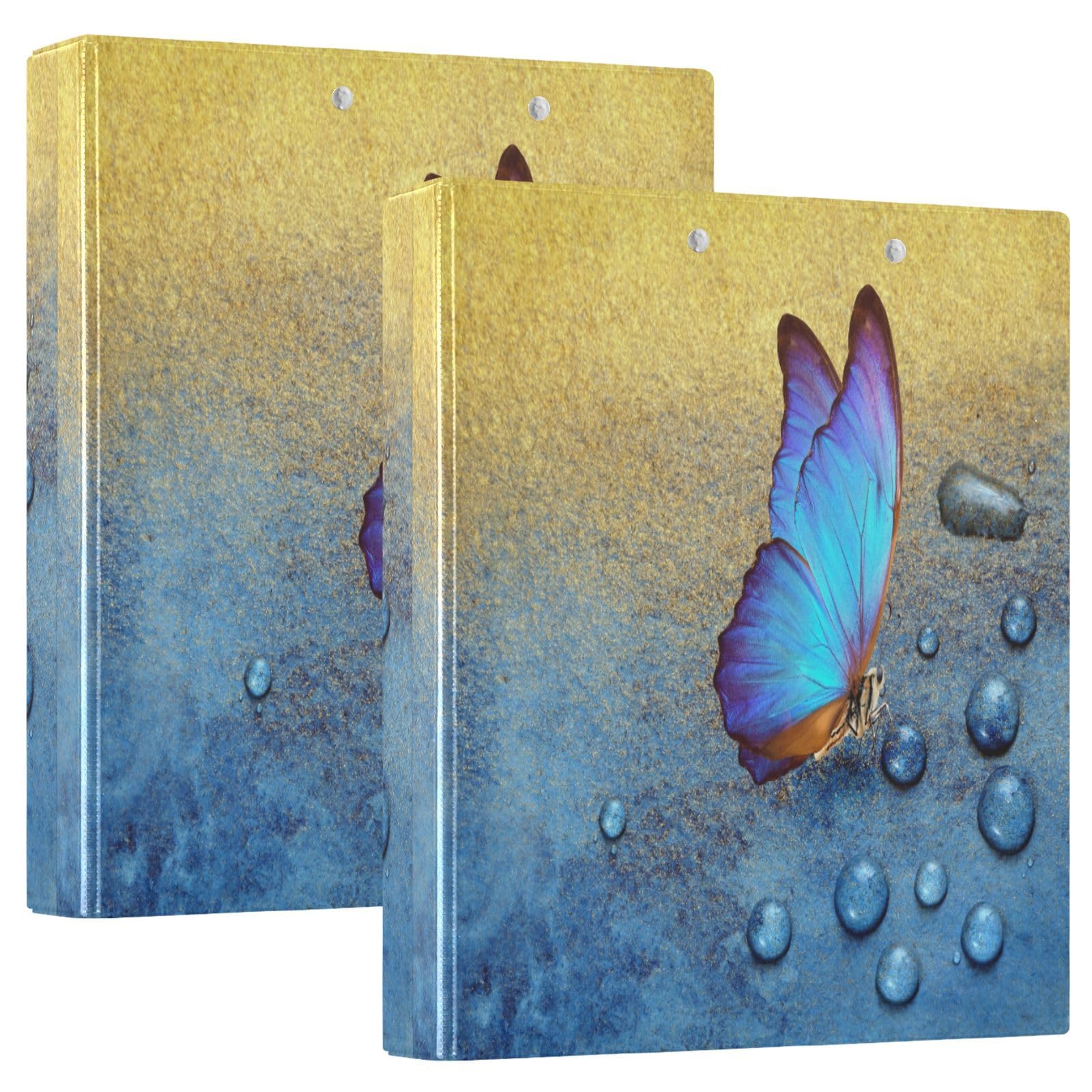 Lot de 2 classeurs papillon et rosée à 3 anneaux en D A4 avec 200 feuilles pour enfants, fournitures scolaires, femmes, hommes et bureau