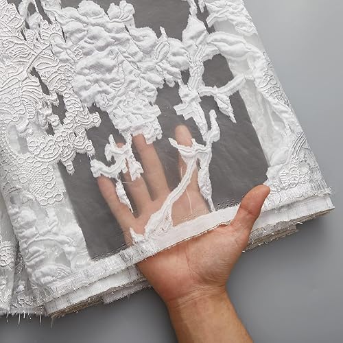 Miniatura 4 de Tela de encaje africano de 5 yardas, bordado francés de malla dorada encaje de organza para costura de fiesta de boda