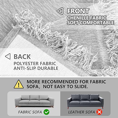 Miniatura 5 de MEETSKY Funda protectora para sofá de 3 plazas, funda protectora para sofás, lavable, mezcla de felpilla suave, moderna, decorativa para sala de