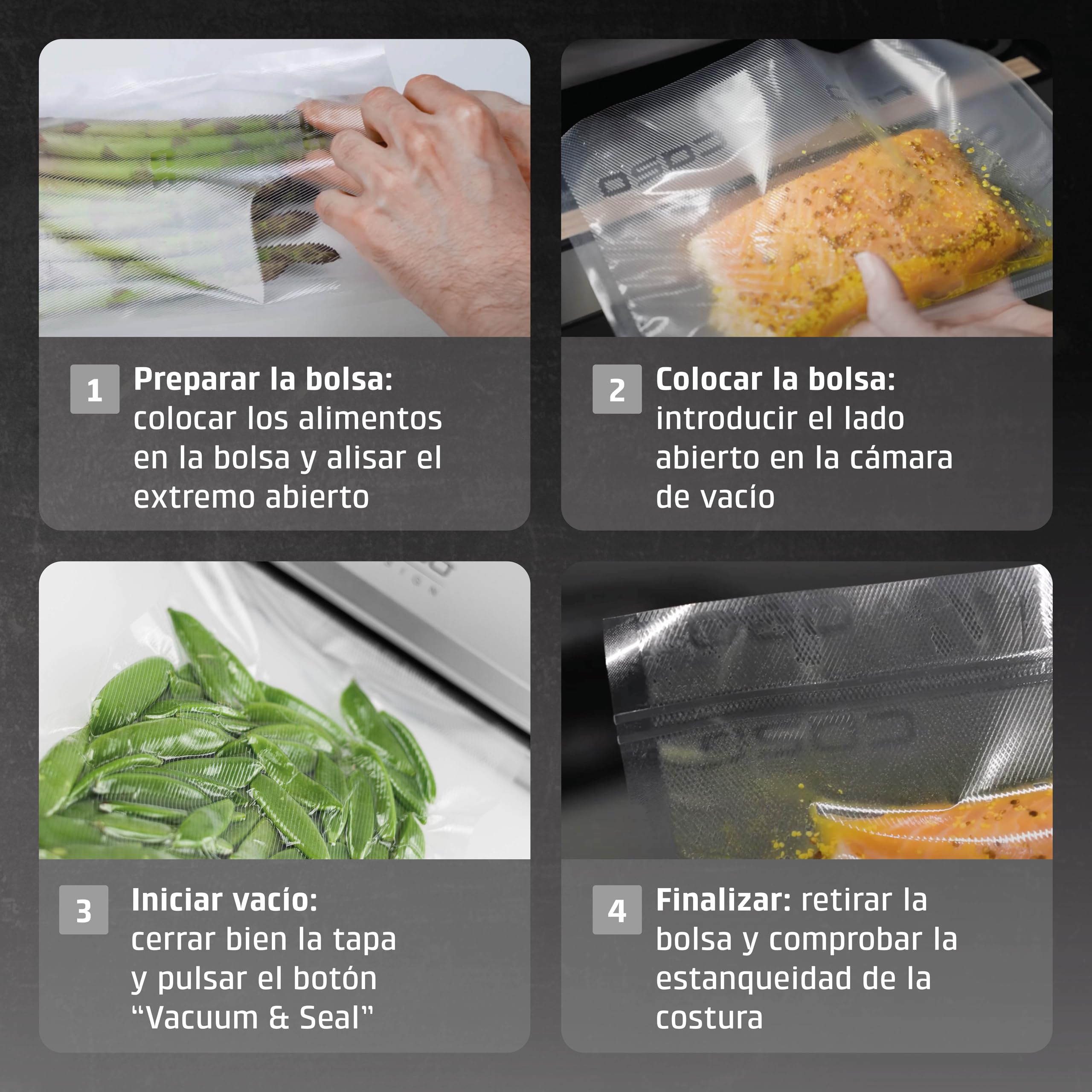 CASO VC 10 - Envasadora al vacío doméstica compacta - Maquina al Vacio de Alimentos - Costura de soldadura de 30 cm de largo y estable - Aplicación gratuita Food Manager - plateado