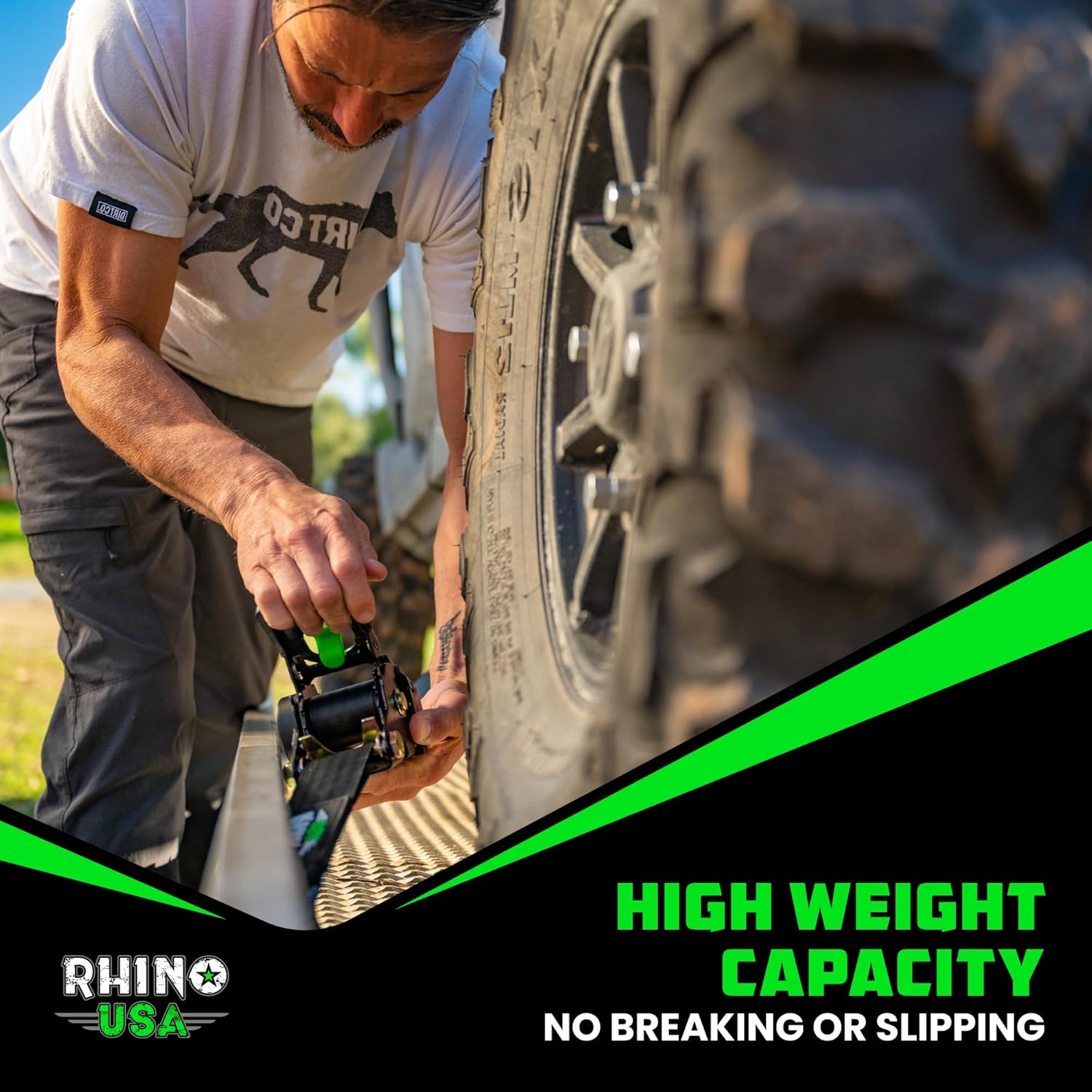 Rhino USA Retractable Ratchet Straps (2-Pack) - 2 Inch x 10 Feet (3,033lb Break Strength) - Heavy Duty Auto Self Retracting Tie Down Straps for Truck, Cargo Trailer, Motorcycle, Rad & More - Black - Image 7