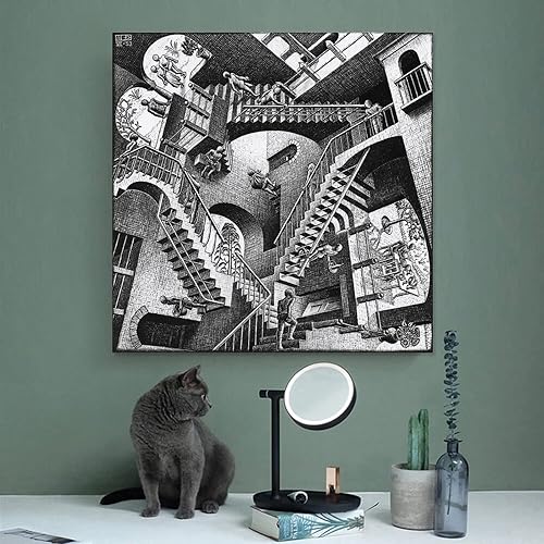 Miniatura 9 de AAOTE Stairs - by MC Escher - Pósteres artísticos de pintura para pared pósteres de arte para decoración moderna para el hogar idea de regalo 16 x