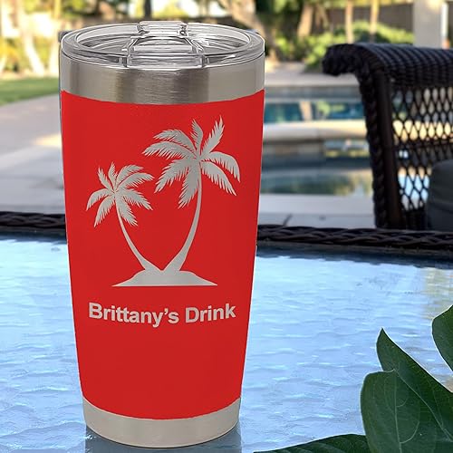 Miniatura 2 de LaserGram Vaso aislado al vacío de 20 onzas, bandera de El Salvador, grabado personalizado incluido (rojo)