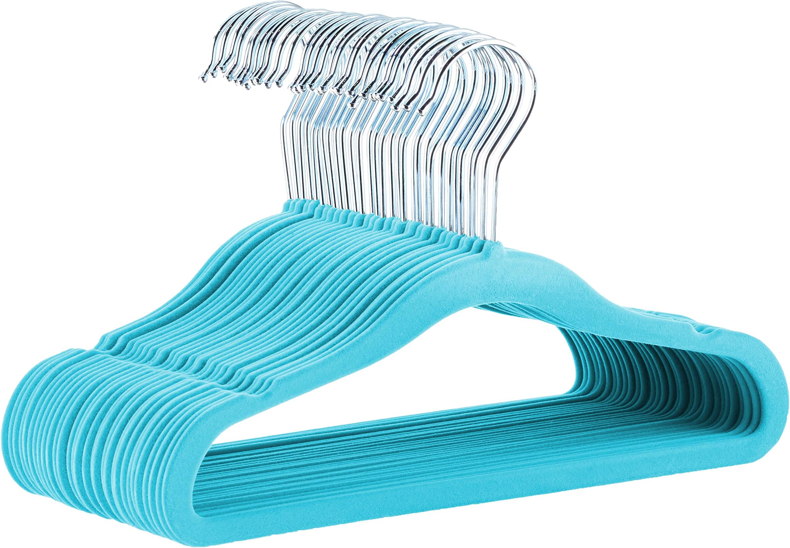 Amazon Basics Kid's Velvet Non-Slip Clothes Hanger, 11.6 Inch, Blue - Pack of 30