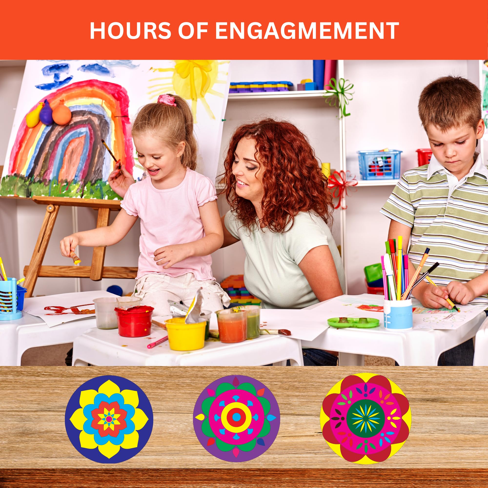exploralearn Mandala Art Kit 6 Wooden Coaster with Stand- for Beginners -|Also Get Downloadable Art Sheets| Painting Set for Kids - Ideal Gift for Girls Ages 9-12 - DIY Craft Kit with Engineered Wood 3