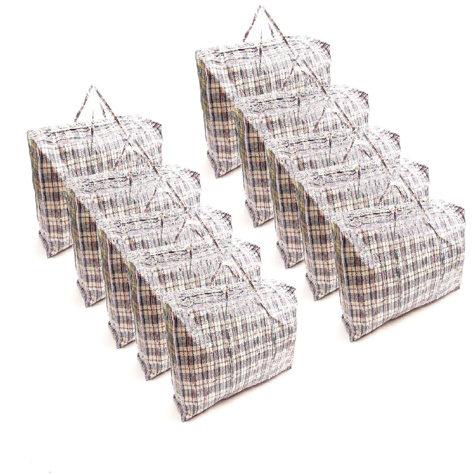 10 PACK Black 100x60x25cm XXL Jumbo Durable Reusable Foldable Waterproof Zipped Laundry Bags Heavy Duty Strong Clothing Wardrobe Storage Moving House Shopping Decorations Storage Bags