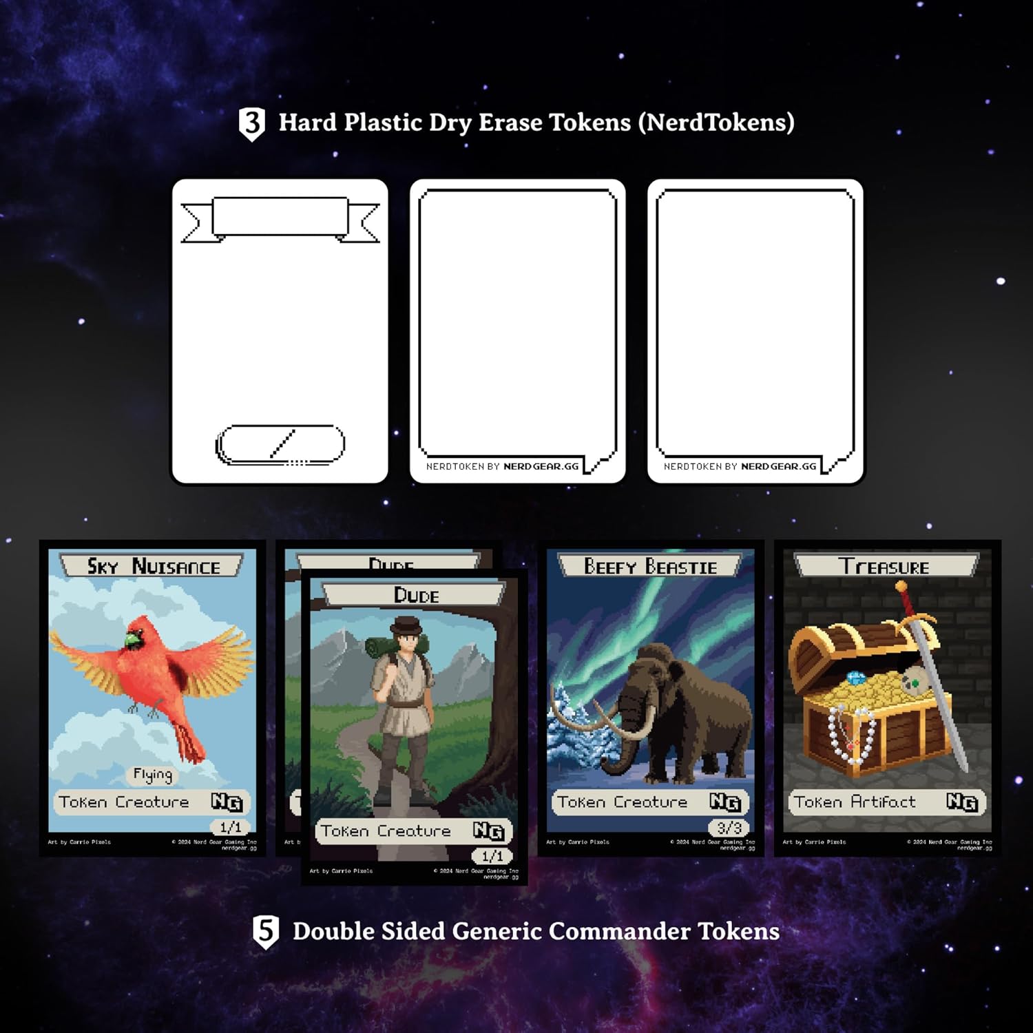 NERD GEAR Commander Essentials Kit - Ultimate Accessory for MTG Commander EDH - MTG Command Zone Tray - Health Counter - Spin Down Dice - Dry Erase Tokens (Mystic Purple)