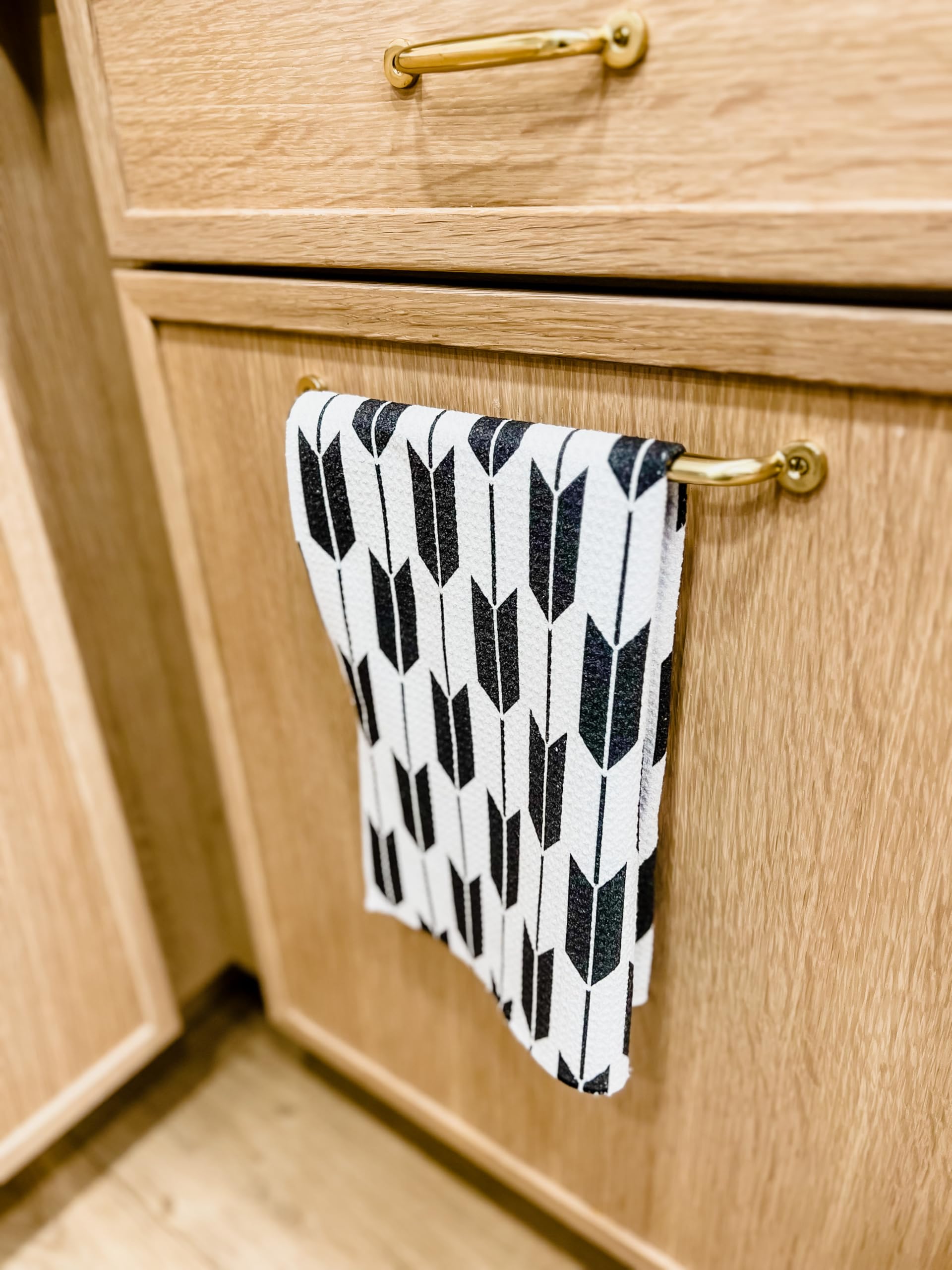 Paquete de 2 Toallas de Cocina de Doble Cara || Toallas de Cocina || Secado rápido || Impresiones de diseñador || Altamente absorbentes || Gancho para Colgar (Negro)