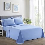 Marina Decoration Home Bedding Bedroom Essentials Bedsheet Ultra Soft Silky Deep Pocket Solid Cooling Rayon from Bamboo All Season 6 Pieces Sheet Set with 4 Pillowcases, White Color Double/Full Size