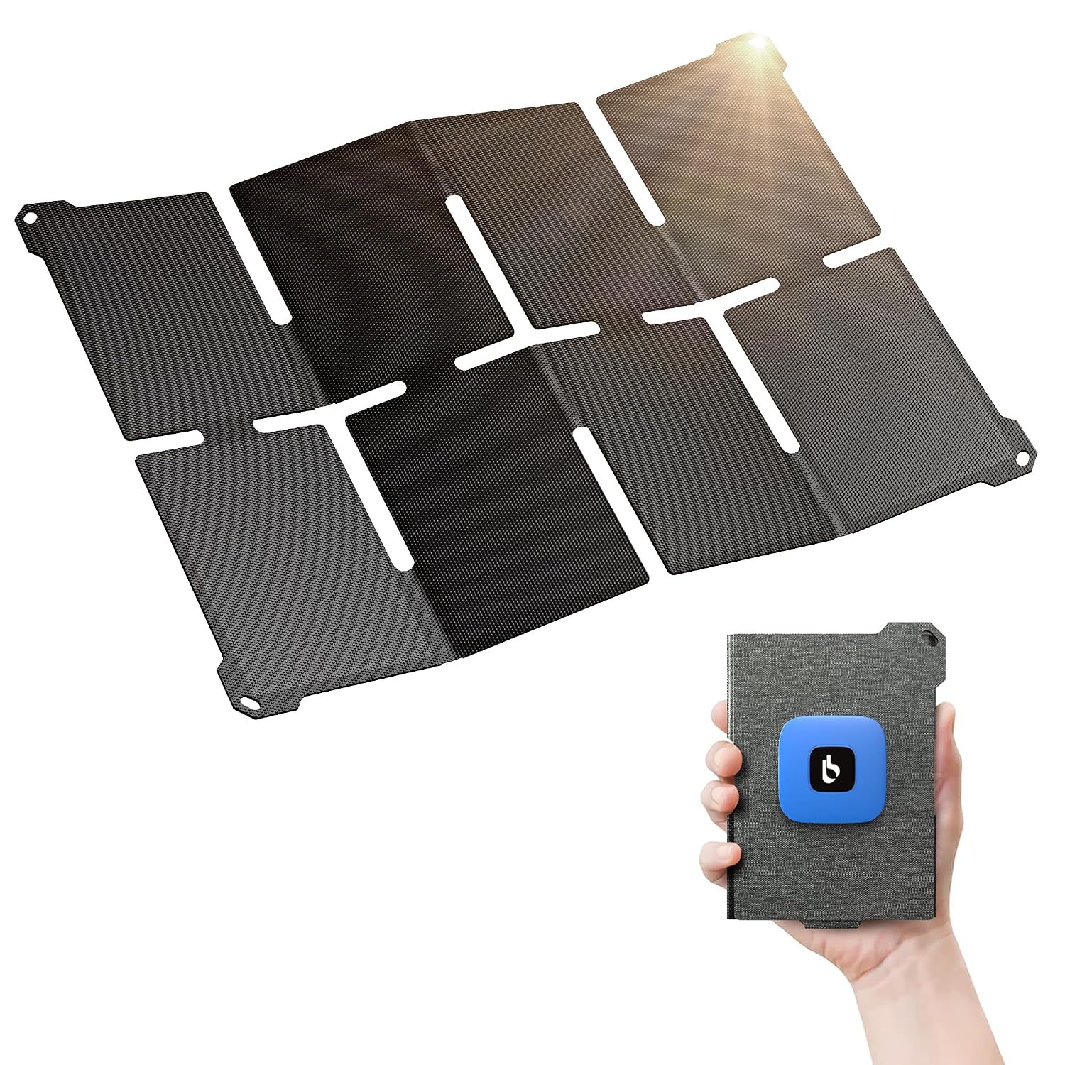 [Pocket-Size] BigBlue Lightweight 25W Solar Panel Charger, Portable Solar Charger with USB-A and USB-C, IP68 Waterproof So