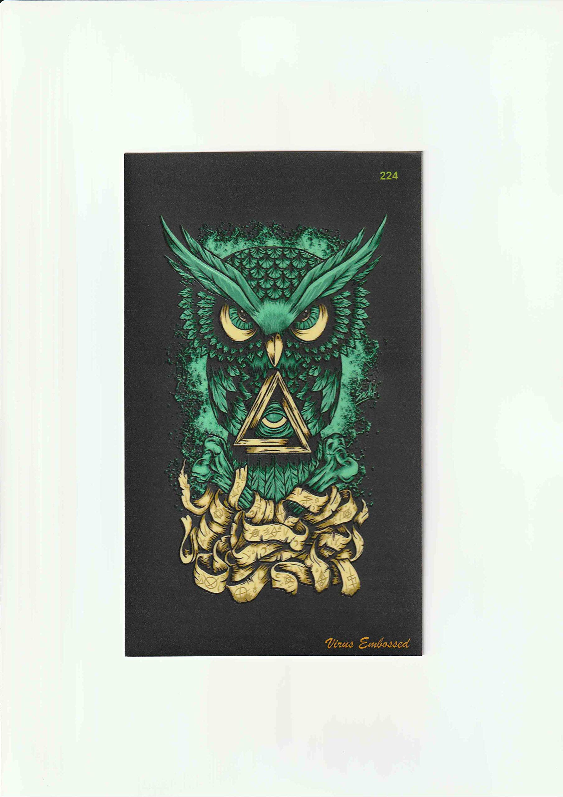 ETERNITY Green OWL Mobile Skin Smartphones Skin Decorative Mobile Embossed Skin for Android OR Apple I Phone Devices Green OWL Decal Sticker Green OWL Vinyl Green OWL Night OWL